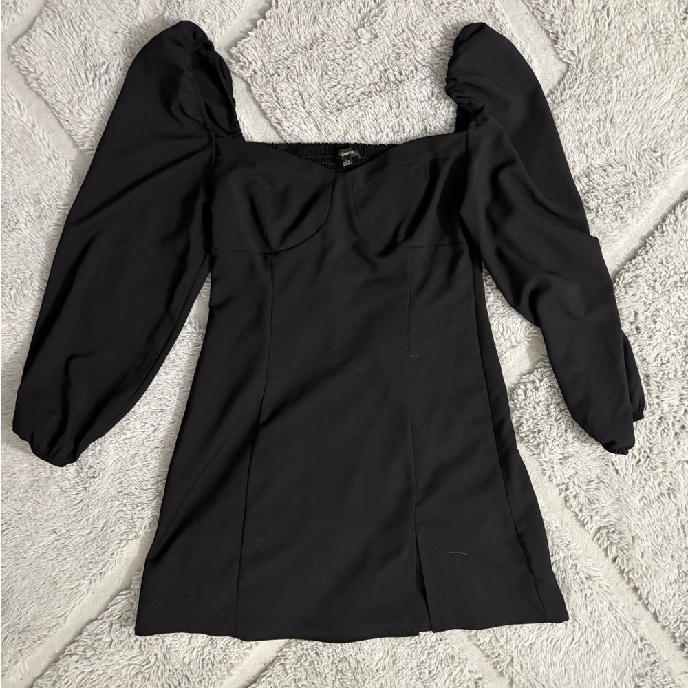 Shinestar Elegant Black Puff Sleeve Dress